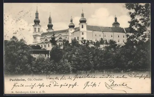 AK Puchheim /Ob.-Oester., Schloss mit Park