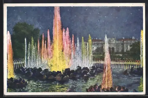 Künstler-AK Wien, Hochstrahlbrunnen, Schwarzenbergplatz