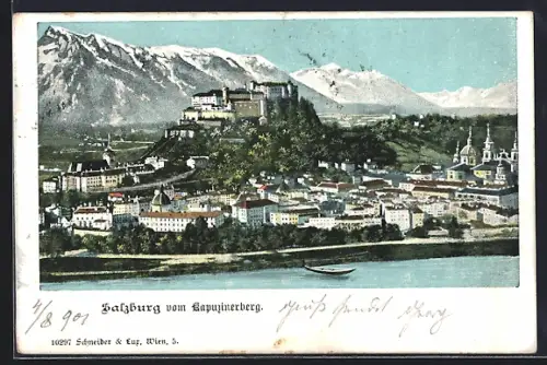 AK Salzburg, Ortsansicht vom Kapuzinerberg