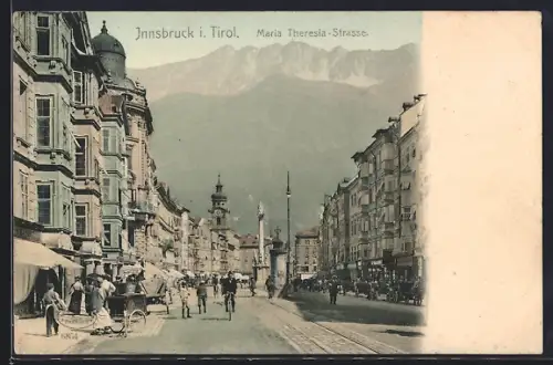 AK Innsbruck i. Tirol, Passanten in der Maria Theresia-Strasse