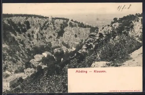 AK Mödling-Klausen, Ortsansicht aus der Vogelschau