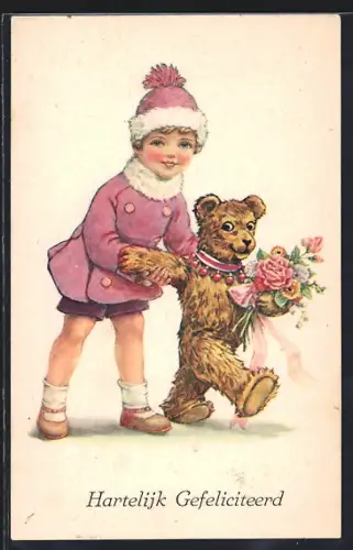 AK Hartelijk Gefeliciteerd, Kind mit Teddy