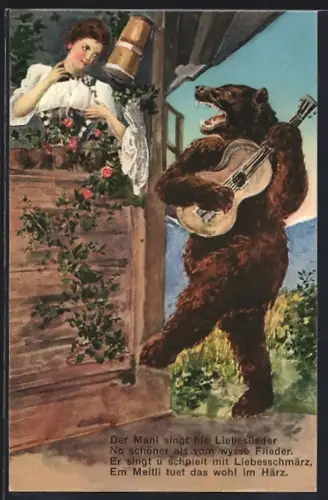 AK Bär singt für seine Geliebte am Fensterbrett