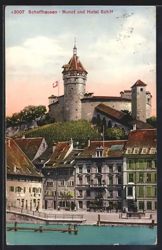AK Schaffhausen, Munot und Hotel Schiff