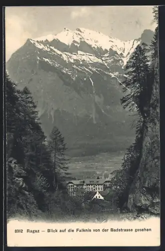 AK Ragaz, Blick auf Falknis v. Badstrasse aus