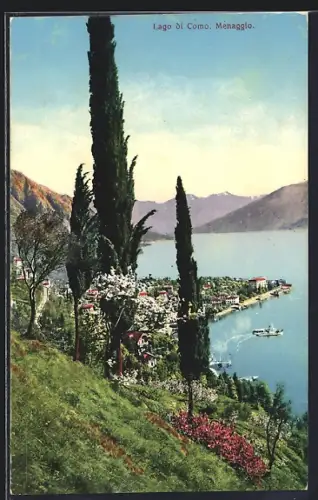 AK Menaggio, Panorama mit Lago di Como