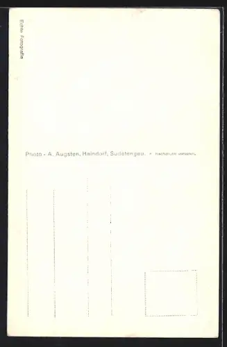 AK Haindorf / Hejnice, Strassenansicht mit Kirche