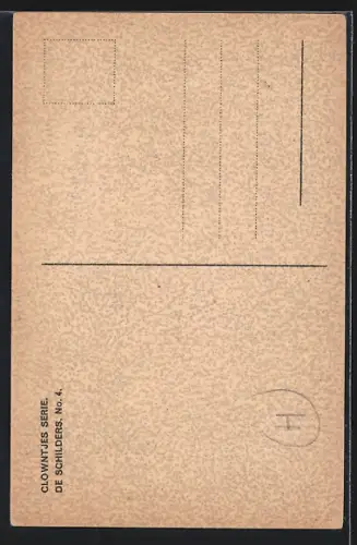 AK Clown und Schwein streichen Fenster und fallen von der Leiter