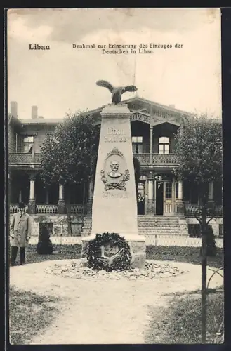 AK Libau, Denkmal zur Erinnerung des Einzuges der Deutschen in Libau