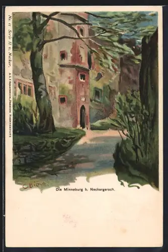 Künstler-AK Neckargerach, Die Minneburg