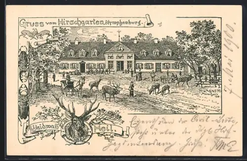 Künstler-AK Richard Wagner: München-Nymphenburg, Gasthaus Hirschgarten