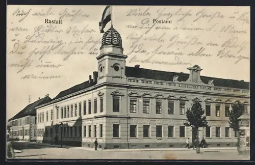 AK Rastatt, Strassenpartie am Postamt