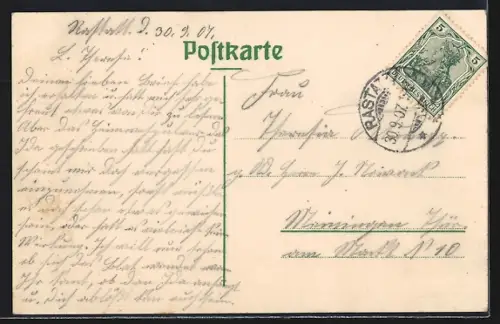 AK Rastatt, Strassenpartie am Postamt