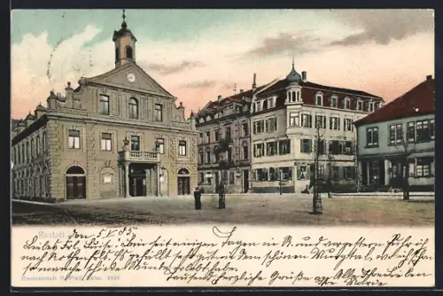 AK Rastatt, Ortspartie mit Rathaus