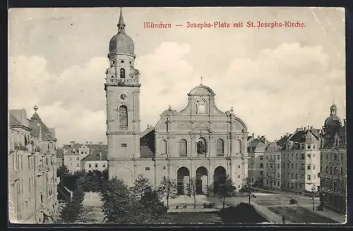 AK München, Josephs-Platz mit St. Josephs-Kirche