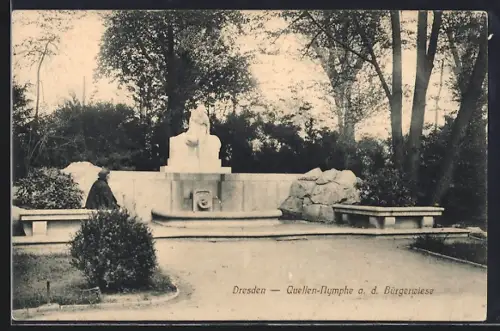 AK Dresden, Quellen-Nymphe a. d. Bürgerwiese