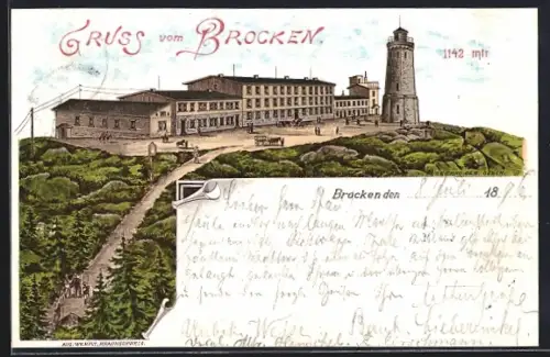 Lithographie Brocken, Brocken-Hotel