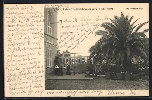 AK San Remo, Kaiser Friedrich-Krankenhaus, Gartenterrasse