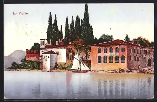 AK San Vigilio, Uferpartie mit Hotel-Pension