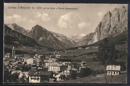 AK Cortina d`Ampezzo, Panorama col Col Rosà e Monte Pomagognon