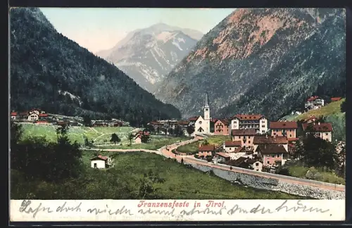 AK Franzensfeste in Tirol, Ortsansicht mit Bergpanorama