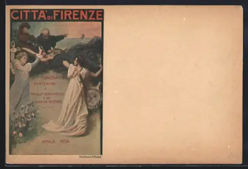 Künstler-AK Firenze, Onoranze Centenarie a Paolo Toscanelli e ad Amerigo Vespucci 1898