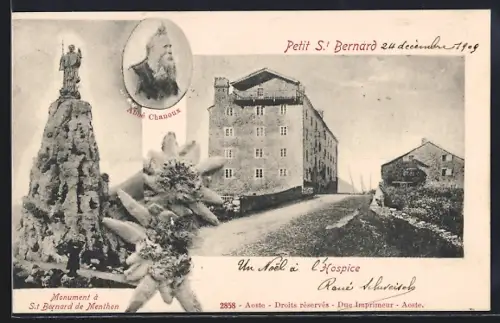 AK Colle del Piccolo San Bernardo, Hospice, Abbé Chanoux, Monument à St. Bernard de Menthon