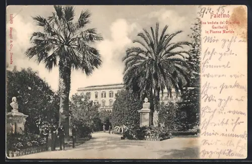 AK Palermo, Una veduta del Giardino Garibaldi in Piazza Marina