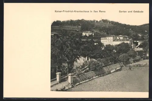 AK San Remo, Kaiser-Friedrich-Krankenhaus, Garten und Gebäude