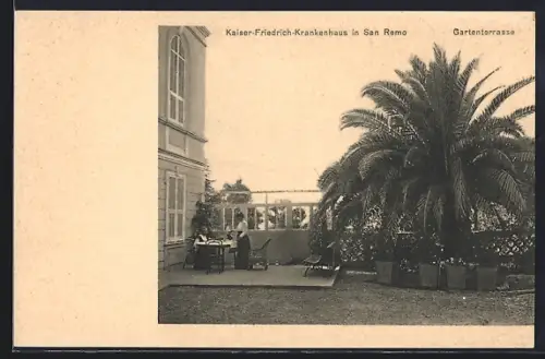 AK San Remo, Kaiser Friedrich-Krankenhaus, Blick auf die Gartenterrasse