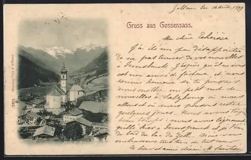 AK Gossensass, Teilansicht mit Kirche
