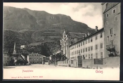 AK Gries, Gasthof zum goldenen Kreuz am Hauptplatz