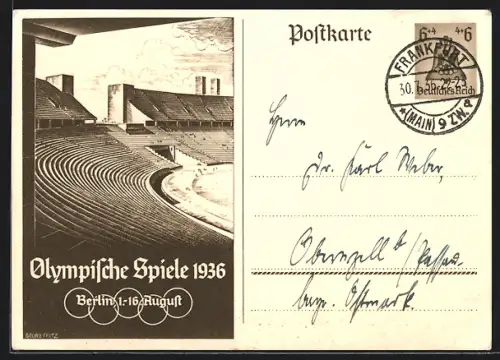 AK Berlin, Olympische Spiele 1936, 1.-16. August, Blick ins Stadion