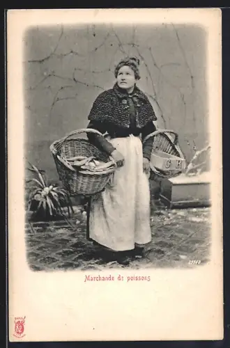 AK Paris, Marchande de Poissons, Fischverkäuferin
