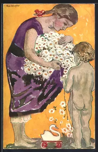 AK Zwickau, Margaretentag 1911, Kinder mit Margeriten, Spielzeug