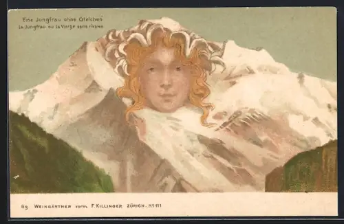 Künstler-AK Weingärtner vorm. Killinger Nr. 111: Jungfrau ohne Gleichen als vermenschlichte Berge, Berggesichter