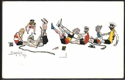 AK Adel aus Russland, Zar Nikolaus II. beim Tauziehen