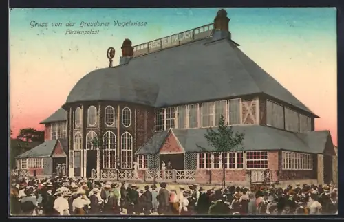 AK Dresden, Gruss von der Dresdener Vogelwiese, Fürstenpalast