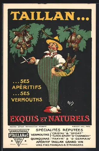 Künstler-AK Jean-Marie Michel Liebeaux: Cette, Reklame für Taillan, Vermoutherie P. Taillan & Co.