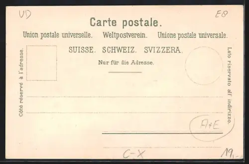 Lithographie Romainmôtier, Ancienne Tour, Vue generale, L`eglise