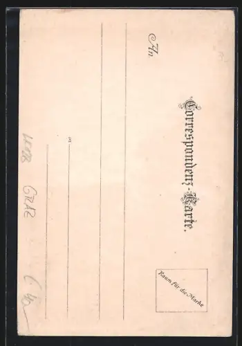 Lithographie Graz, Stadtansicht gegen Südwesten