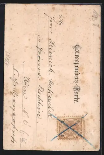 Lithographie Graz, Teilansicht mit Flusspartie