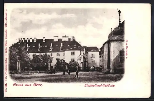 AK Graz, Statthalterei Gebäude mit Grünanlage