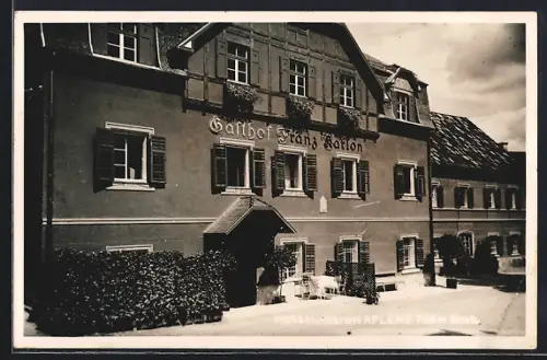 Foto-AK Aflenz /Stmk., Gasthof Franz Karlon, Frontansicht