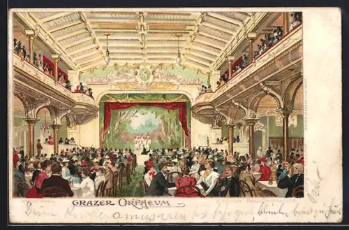 Lithographie Graz, Orpheum, Innenansicht