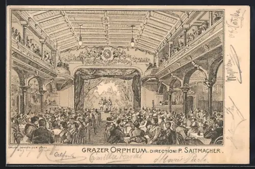 Lithographie Graz, Grazer Orpheum, Direction P. Saitmacher