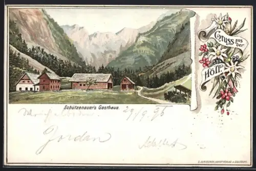 Lithographie Weichselboden, Schützenauer's Gasthaus in der Höll