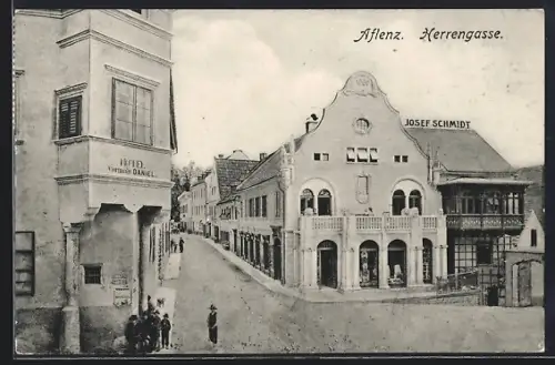 AK Aflenz, Hotel Daniel und Geschäft von Josef Schmidt in der Herrengasse
