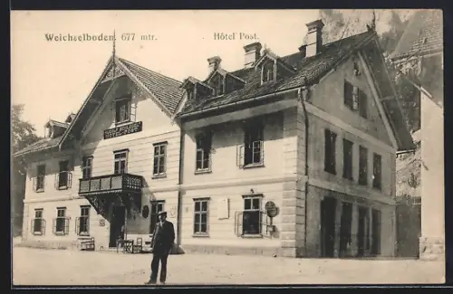 AK Weichselboden, Hotel Post, Eckfassade