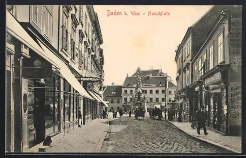 AK Baden b. Wien, Leihbibliothek C. Zweimüller am Hauptplatz